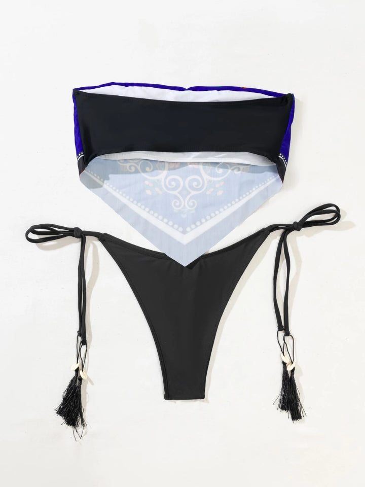 Biquíni Feminino Santorini azul-marinho, com top tomara que caia e calcinha asa delta cavada 2