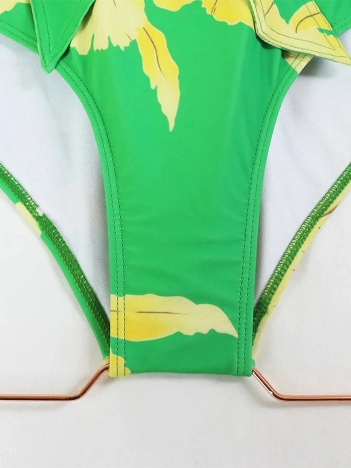 Maiô Feminino Modelador, cor verde, estampado, disfarça barriga 4
