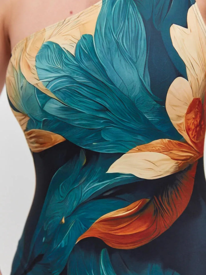 Maiô Feminino Verde Estampado com Saída de Praia Lótus 6