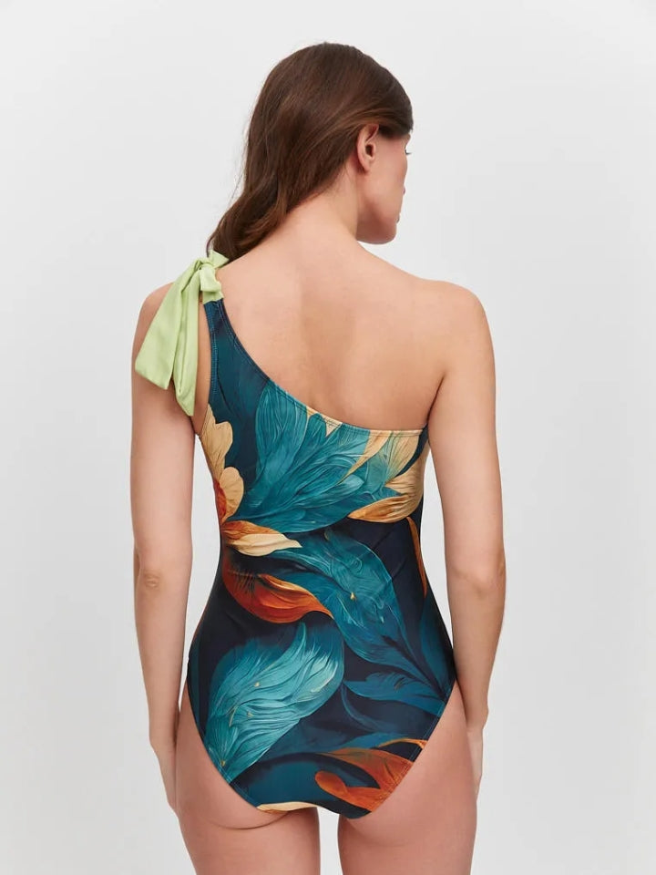 Maiô Feminino Verde Estampado com Saída de Praia Lótus 3