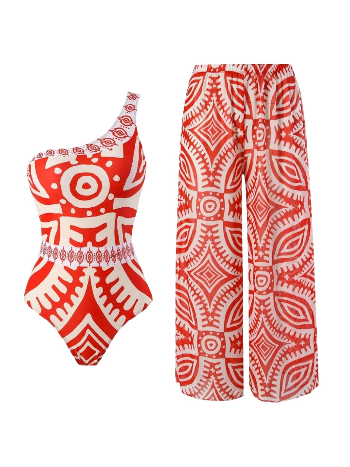 Maiô Feminino Vermelho com Saída de Praia Rubra 1