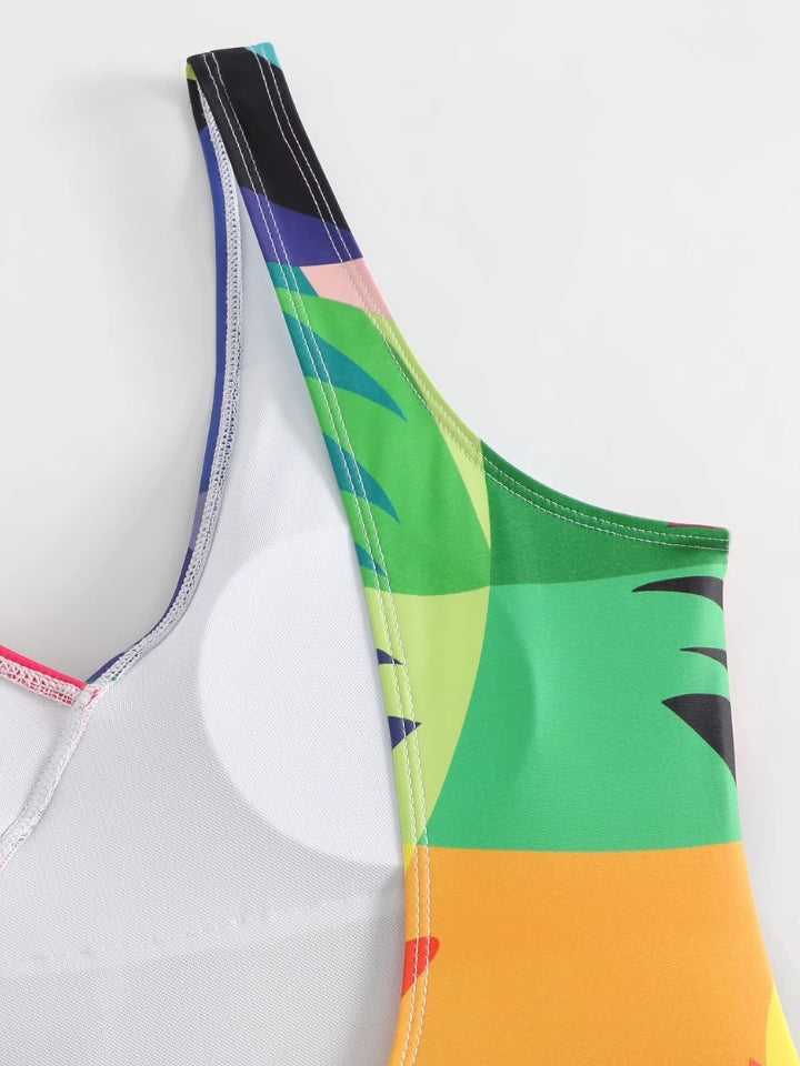 Maiô Modelador Estampado Azul com Saída de Praia Aurora Tropical 4