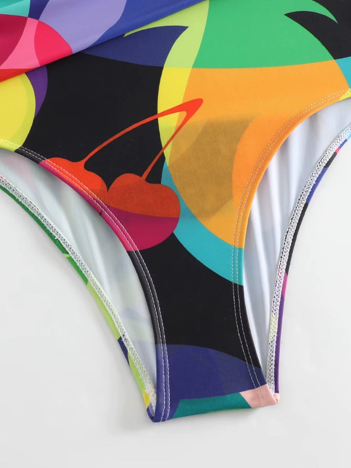 Maiô Modelador Estampado Azul com Saída de Praia Aurora Tropical 5