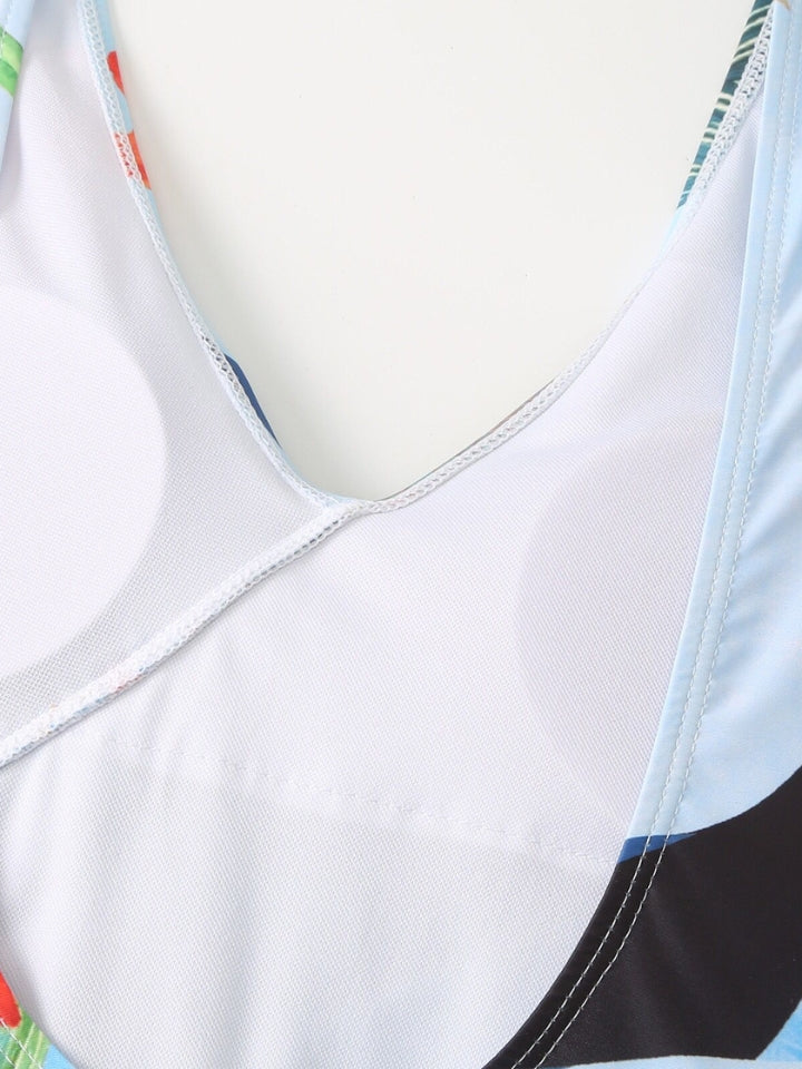 Maiô Modelador Azul com Saída de Praia Flor de Cobalto 3