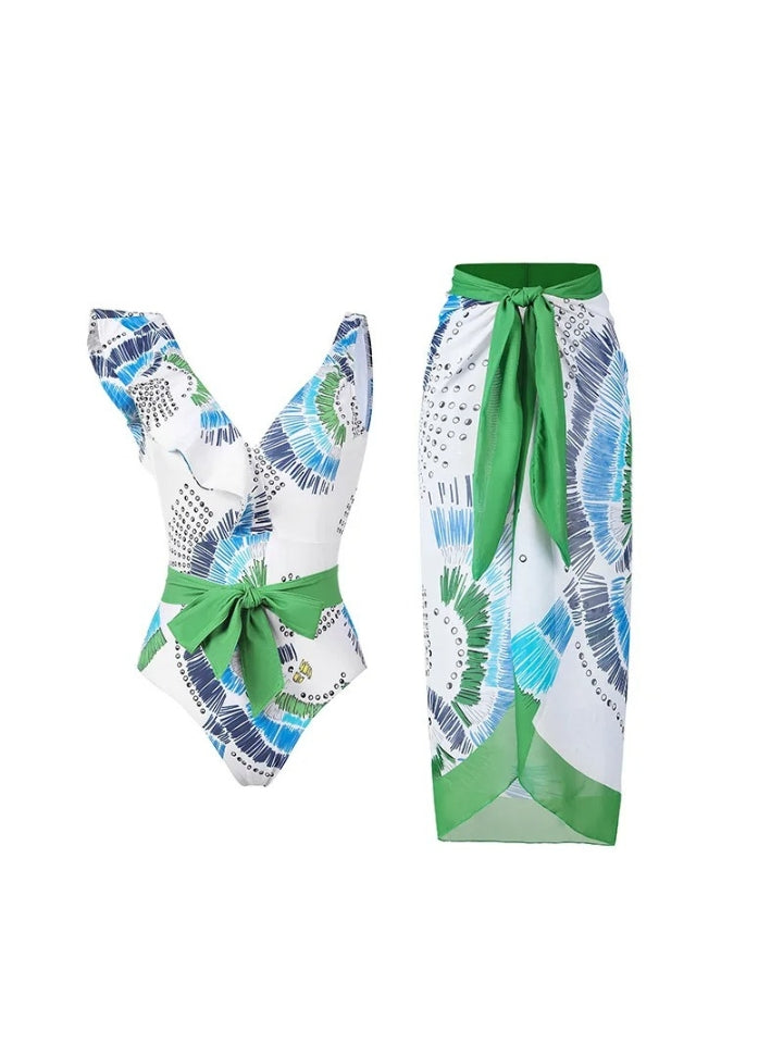 Maiô Verde Modelador com Saída de Praia Évora Morena Cor de Jambo 1