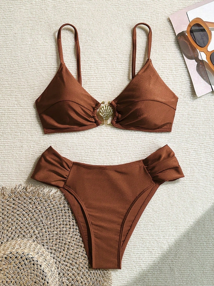 Biquíni Meia Taça Feminino Aurea marrom