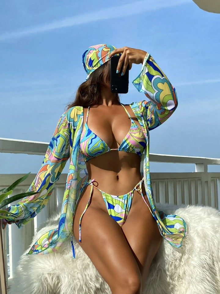Biquíni com Saída de Praia Saint-Tropez verde 1