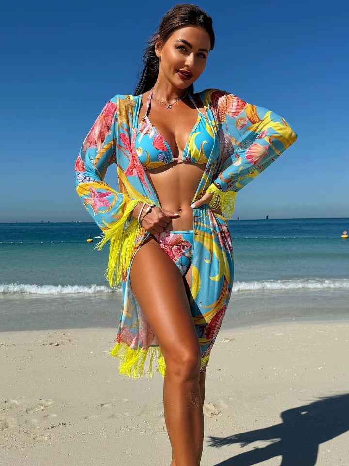 Biquíni com Saída de Praia Coral d’Areia - 3 Peças