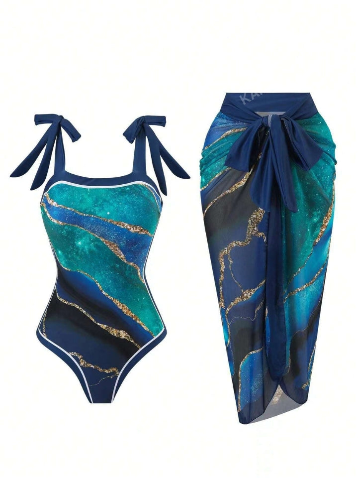Maiô com Saída de Praia Pareô Ocean - Conjunto de 2 Peças